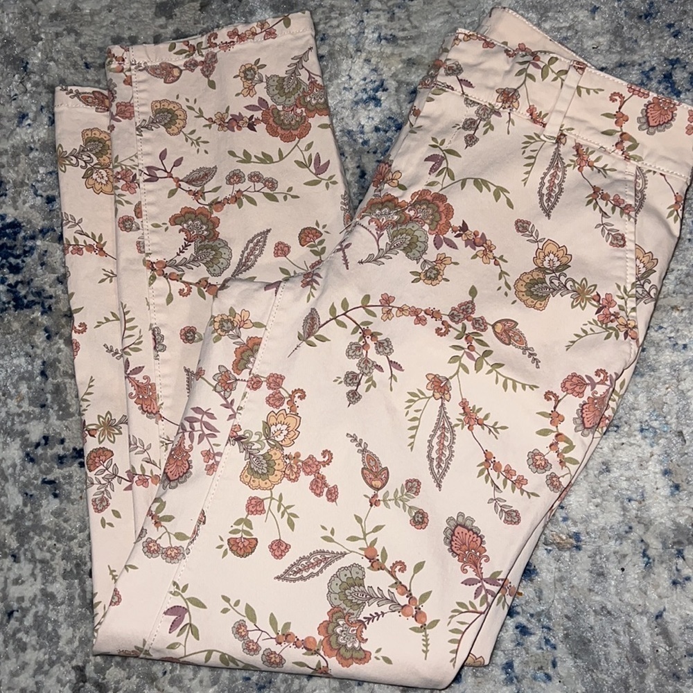 LOFT floral print Chino ankle‎ pants Sz 8